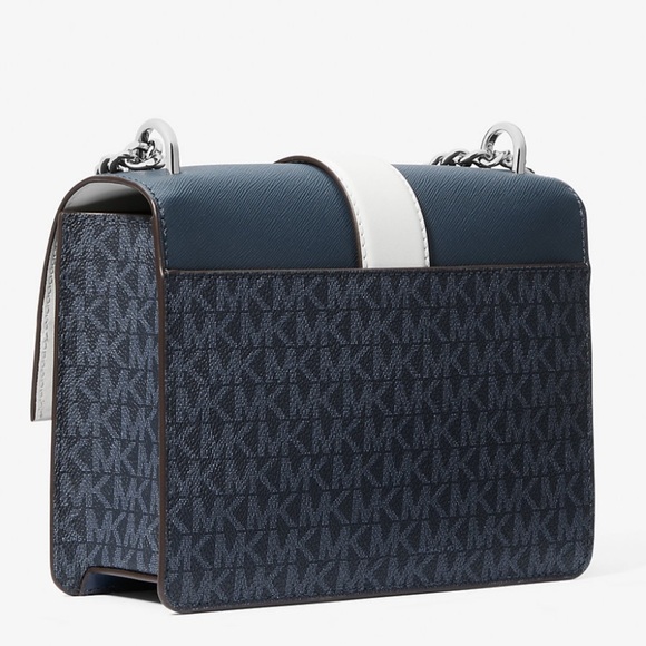 Michael Kors Greenwich Small Color-Block Signature Crossbody Bag Admiral Blue - Picture 6 of 9